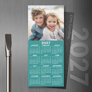 Calendrier 2027 1 Collage photo - Modifiable aqua