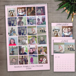 Calendrier 2027 - 24 Photo - Rose Pâle - Famille Moderne