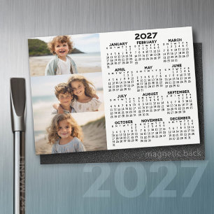 Calendrier 2027 - 3 Photos Aimant Noir Blanc de Ba