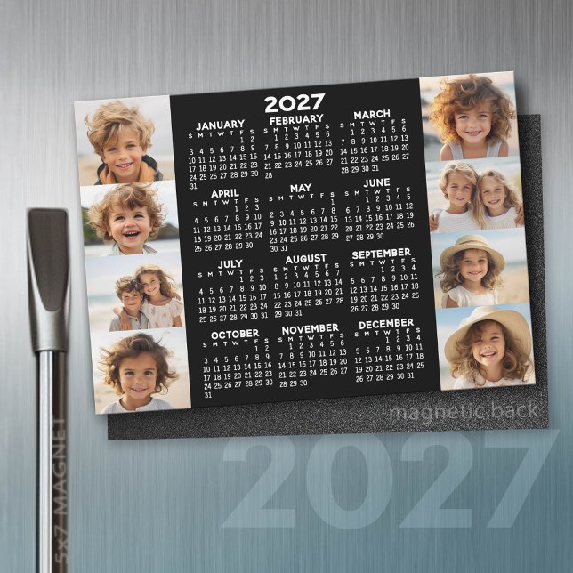 Calendrier 2027 - 8 Photos Aimant Noir Blanc de Ba (2027 Calendar)