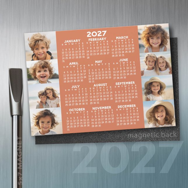 Calendrier 2027 - 8 Photos Terre Cuite Aimant Blan (2027 Calendar)