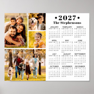 Calendrier 2027 Affiche personnalisée avec 4 photo