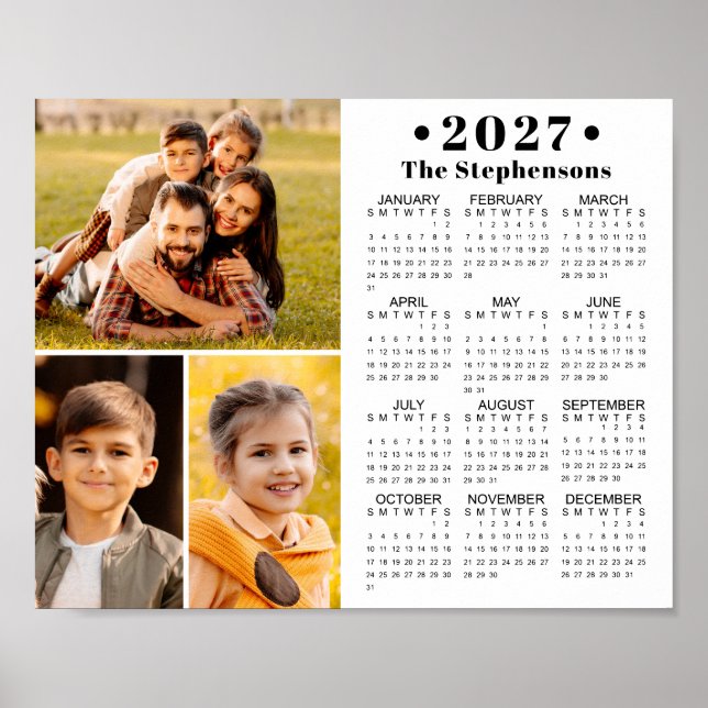Calendrier 2027 Affiche personnalisée Collage de 3 (Devant)