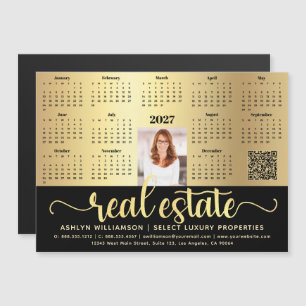 Calendrier 2027 Aimant QR Code Immobilier Or