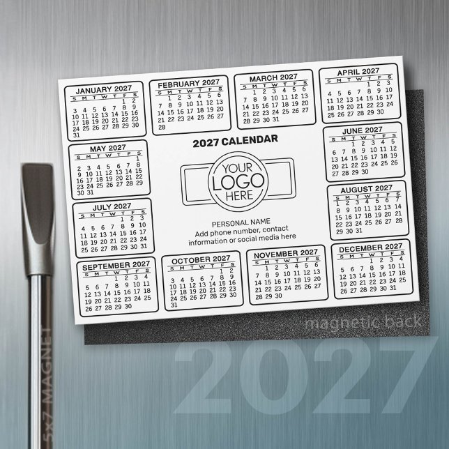 Calendrier 2027 avec logo Informations de contact  (2027 Calendar)