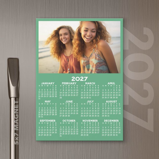 Calendrier 2027 avec Magnet Minimal Moderne Photo (2027 Calendar Magnet)