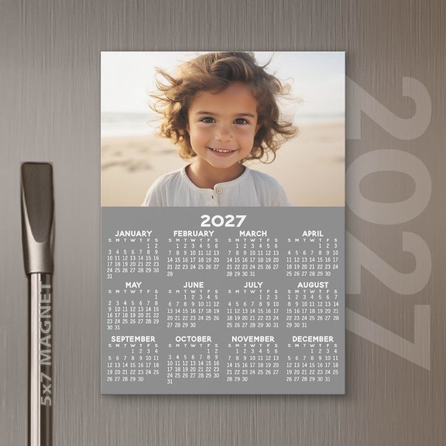 Calendrier 2027 avec photo - Carte magnétique pour (2027 Calendar)