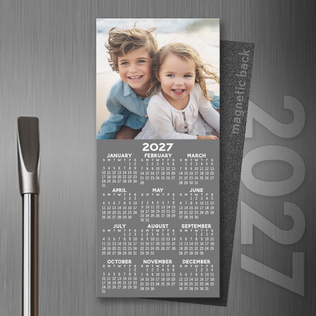 Calendrier 2027 avec photo Magnet minimaliste mode (2027 Magnet Calendar)