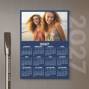 Calendrier 2027 avec photo Minimal Moderne Aimant