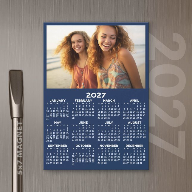 Calendrier 2027 avec photo Minimal Moderne Aimant (2027 Calendar)