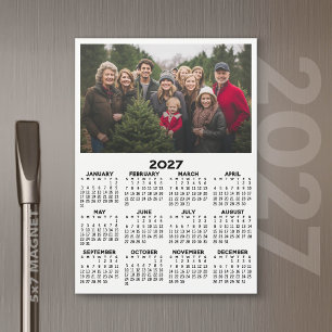 Calendrier 2027 avec Photo Moderne Minimal Aimant