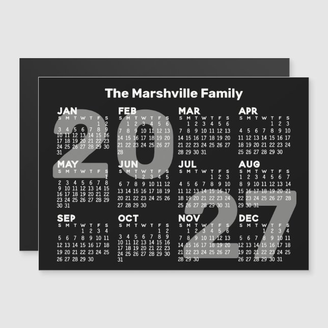 Calendrier 2027 avec texte supplémentaire - Carte  (Devant / Derrière)