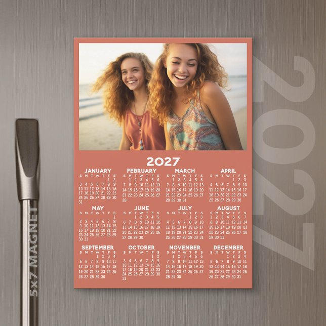 Calendrier 2027 avec vue annuelle photo Magnet Mod (2027 Calendar)