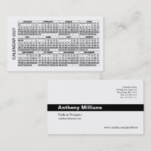 Calendrier 2027 Carte de visite horizontale Blanch