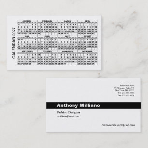 Calendrier 2027 Carte de visite horizontale Blanch