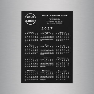 Calendrier 2027 Carte Magnétique Texte Noir Logo E
