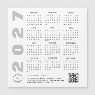 Calendrier 2027 Code QR Logo de l'entreprise Cadea