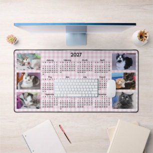 Calendrier 2027 Collage Photo Gingham Rose Mignon