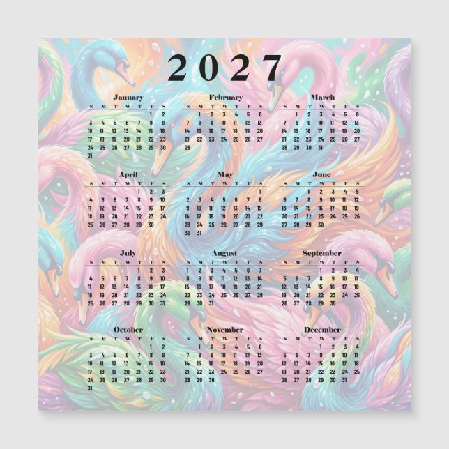 Calendrier 2027 Cygnes (Devant)