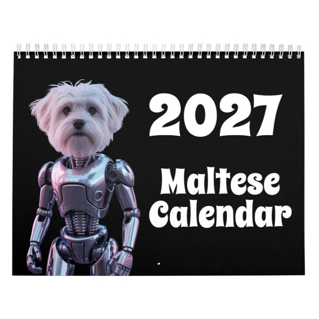 Calendrier 2027 de chiens maltais (Protection)