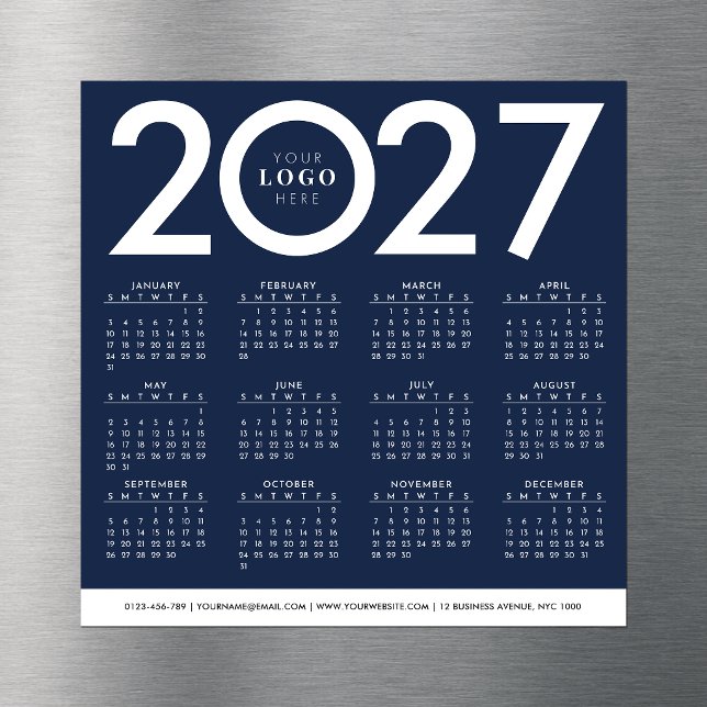 Calendrier 2027 Entreprise Logo Bleu Marine (Créateur téléchargé)