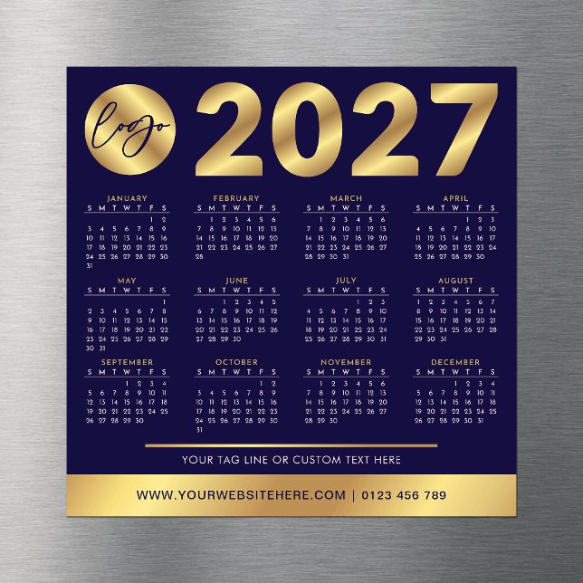 Calendrier 2027 Entreprise Logo Navy & Or Entrepri (Créateur téléchargé)