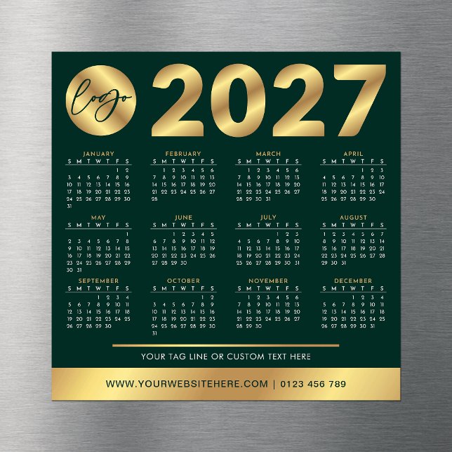 Calendrier 2027 Entreprise Logo Vert & Or Entrepri (Créateur téléchargé)