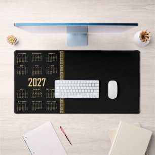 Calendrier 2027, Frette Grecque, Beige sur Noir