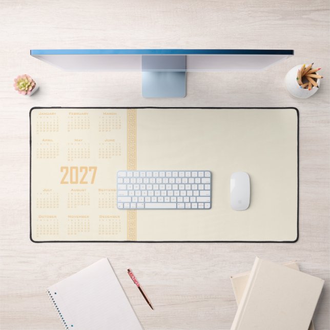 Calendrier 2027, Frise grecque, Beige sur Latte co (Bureau 1)