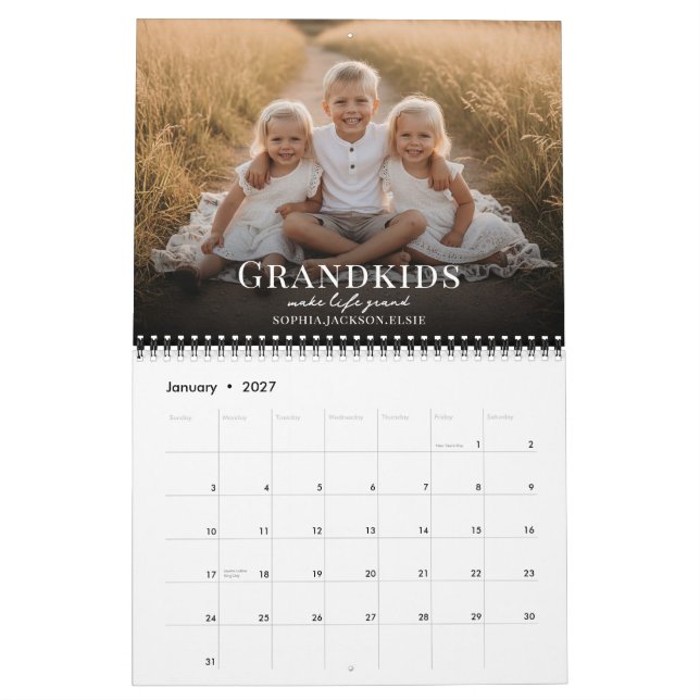Calendrier 2027 Les petits-enfants rendent la vie grandiose P (Jan 2027)