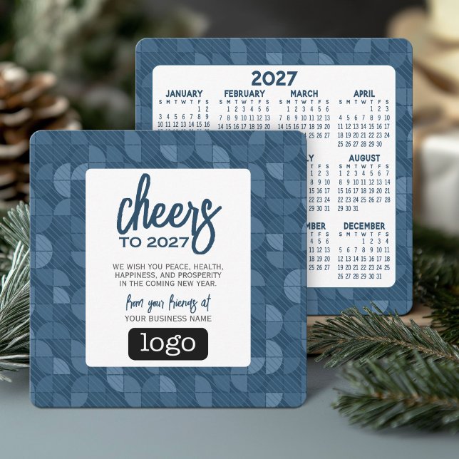 Calendrier 2027, Logo, Acclamations Carte de vœux  (2027 Calendar - Small Business Holiday Greeting Card)
