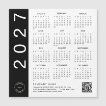 Calendrier 2027 Logo de l'entreprise Code QR Texte