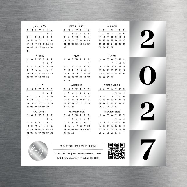 Calendrier 2027 Logo Entreprise Code QR Chrome Arg (Créateur téléchargé)