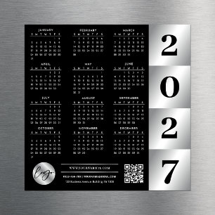 Calendrier 2027 Logo Entreprise Code QR Noir & Arg