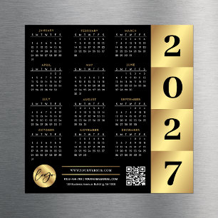 Calendrier 2027 Logo Entreprise Code QR Noir & Or
