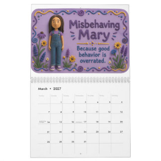 Calendrier 2027 Marie Calender mal élevée
