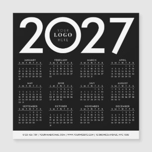 Calendrier 2027 Minimaliste Logo Entreprise Noir B