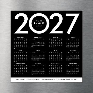 Calendrier 2027 Minimaliste Logo Entreprise Noir B