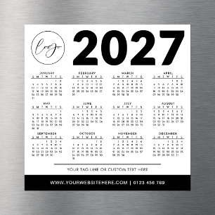 Calendrier 2027 Minimaliste Moderne Simple Logo Pe