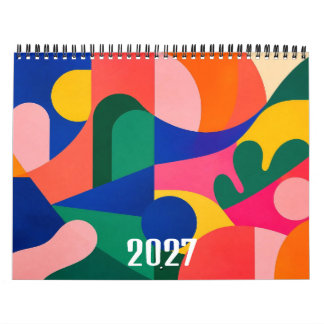 Calendrier 2027 Moderne Abstrait Coloré Art Contemporain