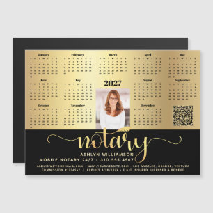 Calendrier 2027 Notaire Noir Or Code QR Aimant