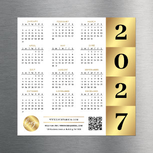 Calendrier 2027 Or Entreprise Logo Code QR Marketi