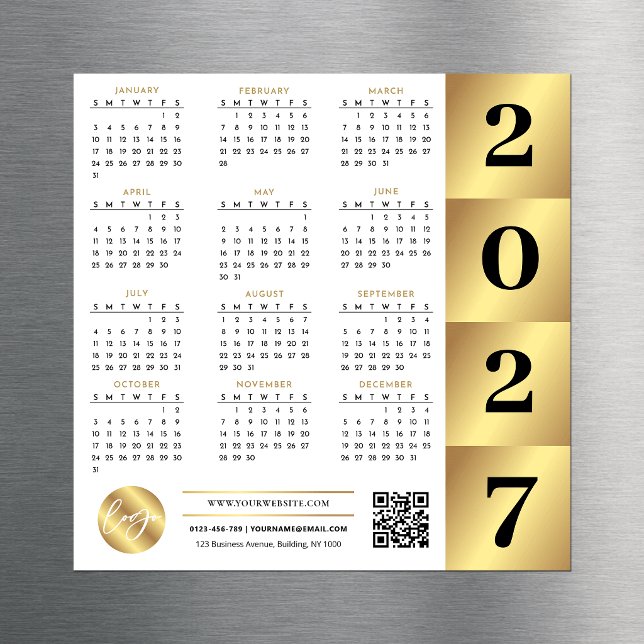 Calendrier 2027 Or Entreprise Logo Code QR Marketi (Créateur téléchargé)