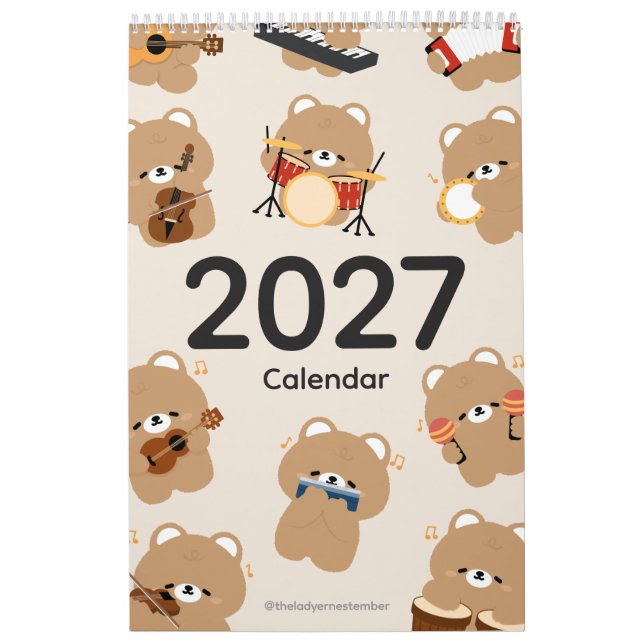 Calendrier 2027 Ours Musicien (Protection)
