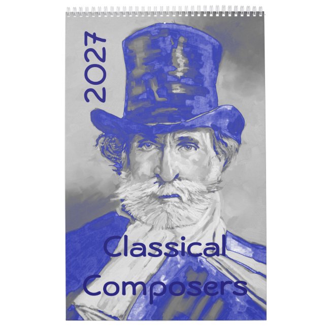 Calendrier 2027 Portraits de compositeurs - Symphonie en bleu (Protection)