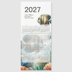 Calendrier 2027 pour poissons tropicaux Carte magn