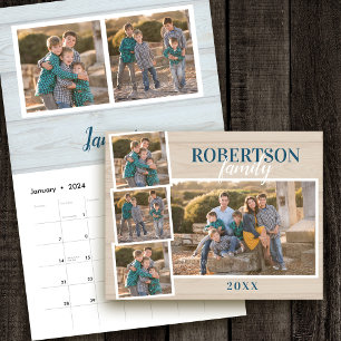 Calendrier 2027 Simple Photo de Famille Rustique