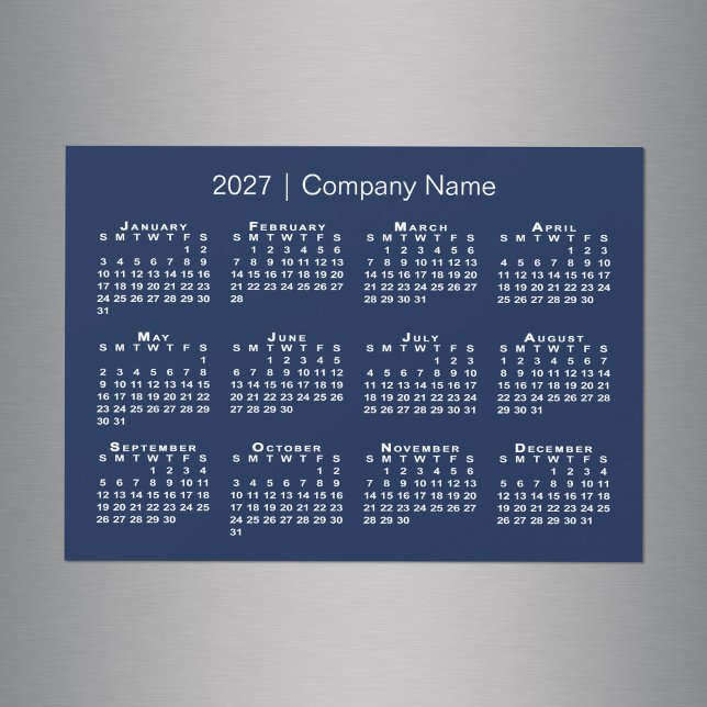 Calendrier 2027 Société Nom Magnet Bleu Marine (2027 Calendar Company Name Navy Blue Magnet)