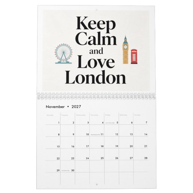 calendrier 2027 sur le thème de Londres  (Nov 2027)