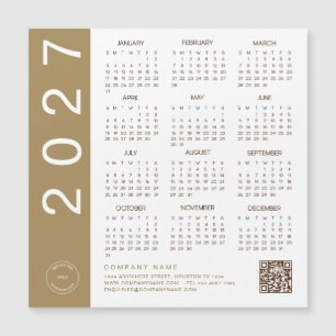 Calendrier 2027 Texte Or Code QR Logo de l'entrepr